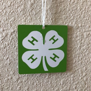 4 H ornament, 4 H logo, Christmas ornament, Christmas, Acrylic ornament, Vinyl ornament,
