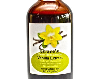 Pure Homemade Vanilla Extract made with Madagascar Vanilla Beans 12 Month Aged