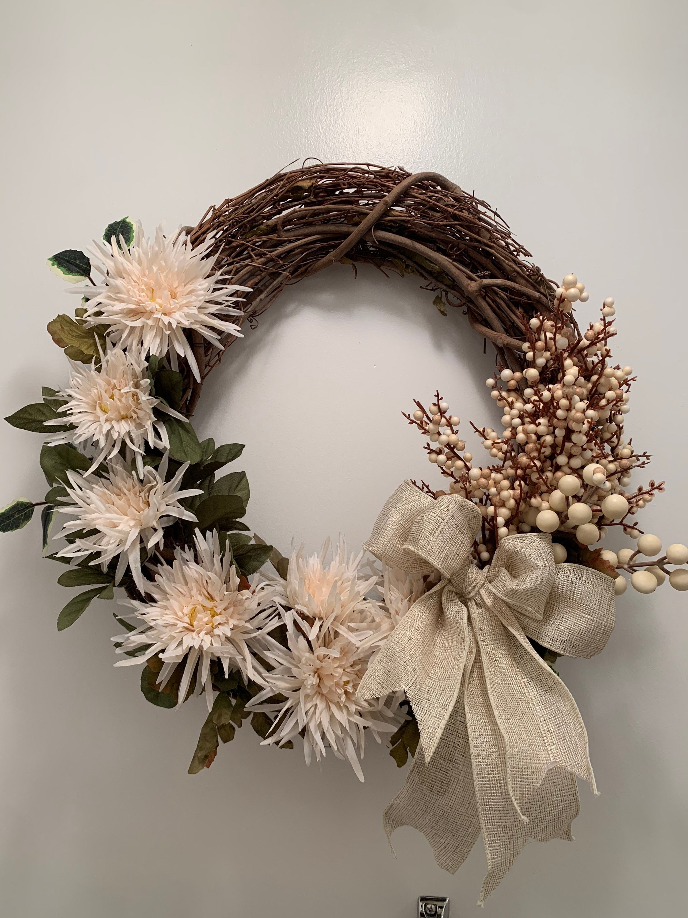 Front door Wreath White floral wreath Home Decor wreath Etsy
