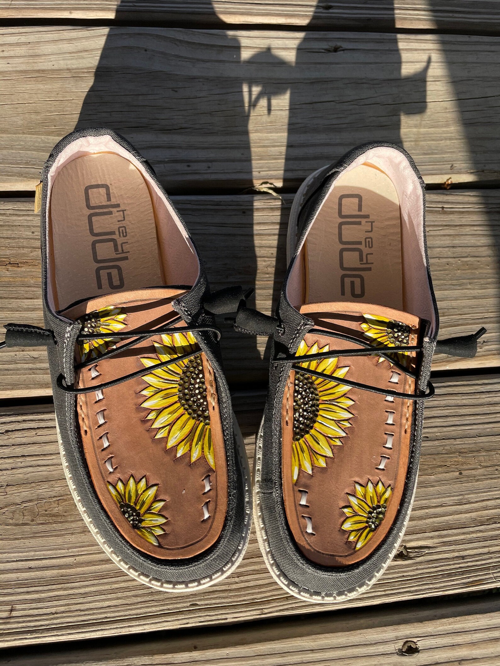 Sunflower Leather Patch on Hey Dudes Shoes Etsy