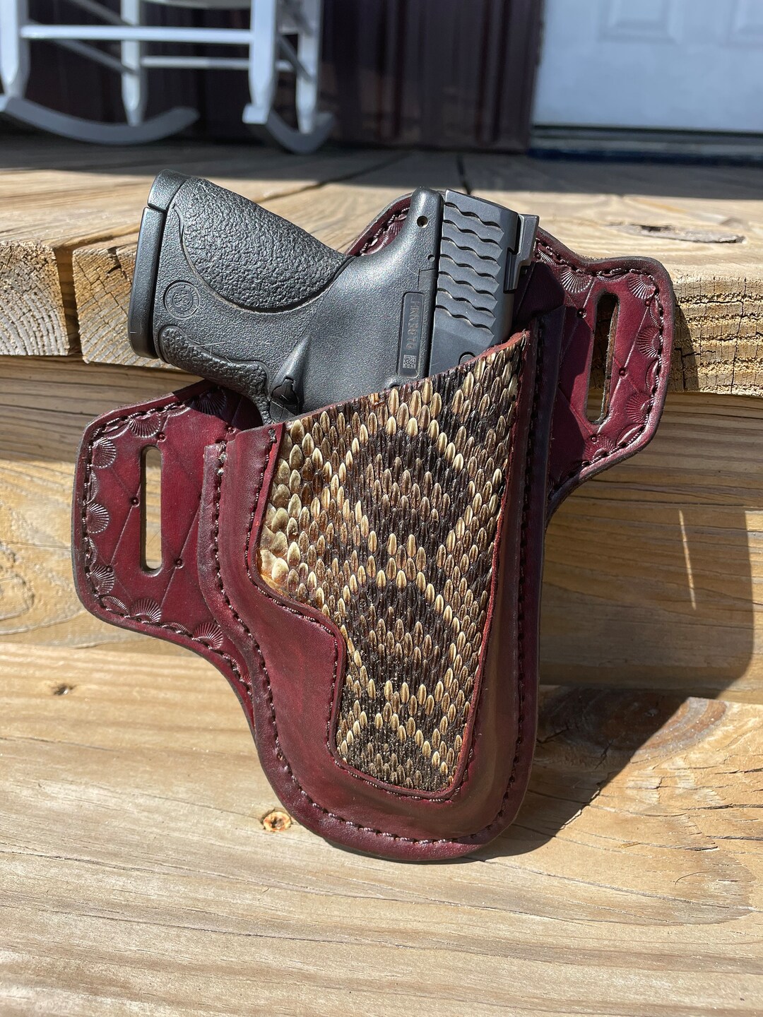 Custom Diamondback Rattlesnake Holster With Tooling Leather Etsy