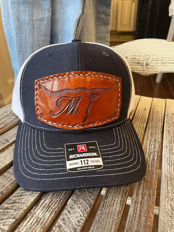 Custom hats Hand tooled patch Leather patch hats Etsy