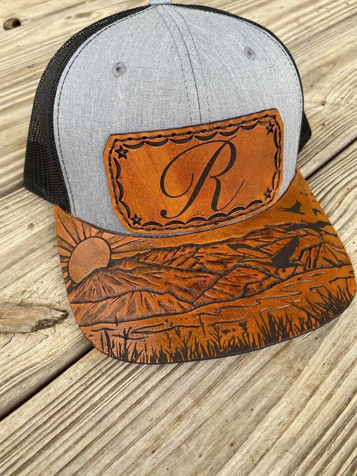 Custom Leather Patch and Bill Hat 