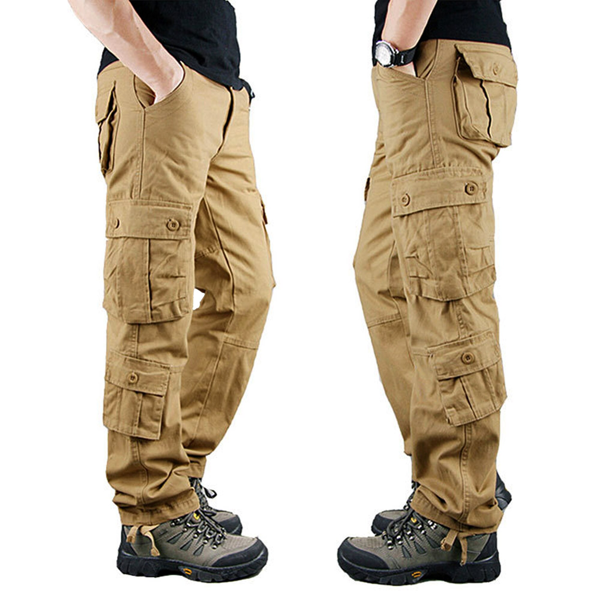 Straight Cargo Pants Mens Cotton Trousers Multi Pockets - Etsy