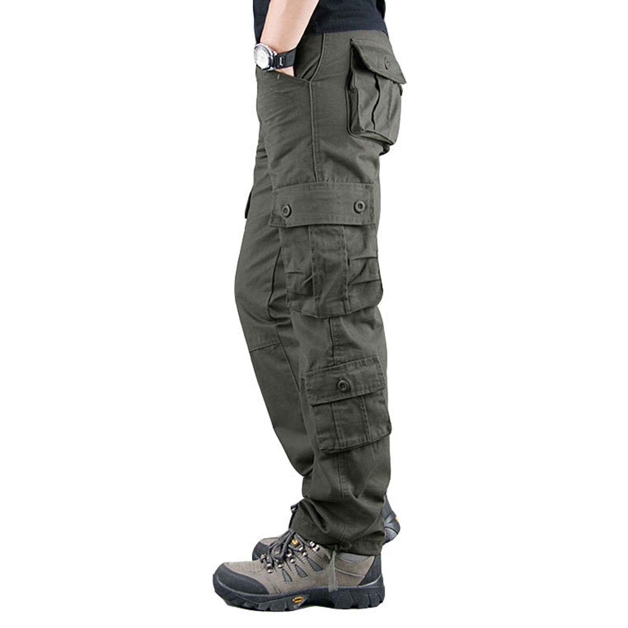 Straight Cargo Pants Mens Cotton Trousers Multi Pockets - Etsy