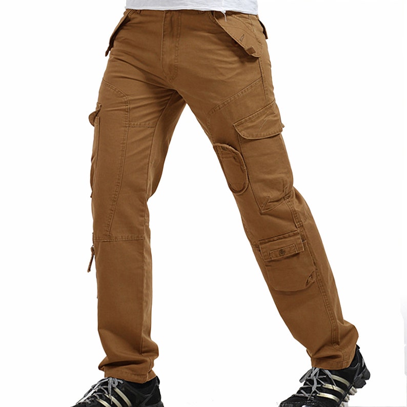Men Trousers Cotton Cargo Work Pants Casual Design With Multi Pockets