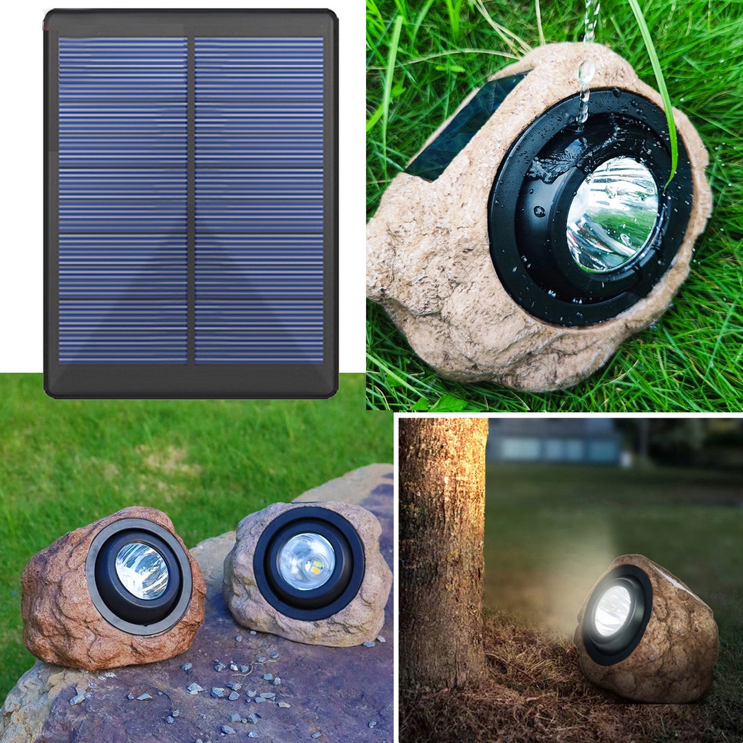 Powerful Stone Solar Lights Outdoor and Garden Light Sensor Etsy