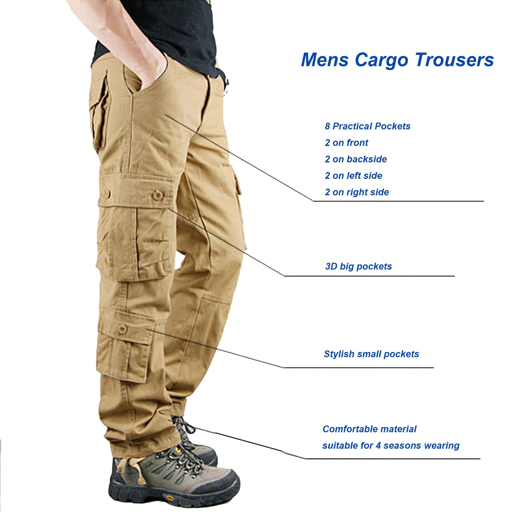 Black Squad 12 Pocket Cargo pants  Bottomwear  The Seed Store