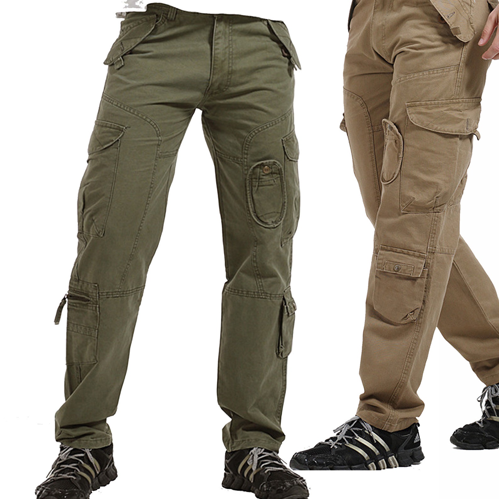 Men Trousers Cotton Cargo Work Pants Casual Design With Multi Pockets