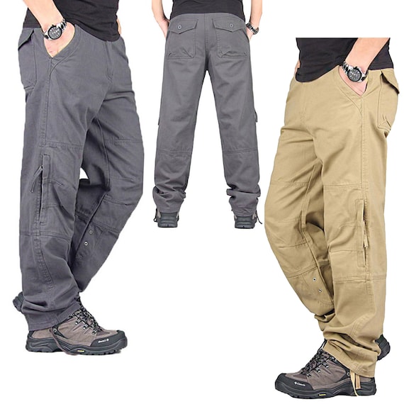 Mens Work Pants Cotton Cargo Trousers Straight Leg Outdoor Casual Pants -   Norway