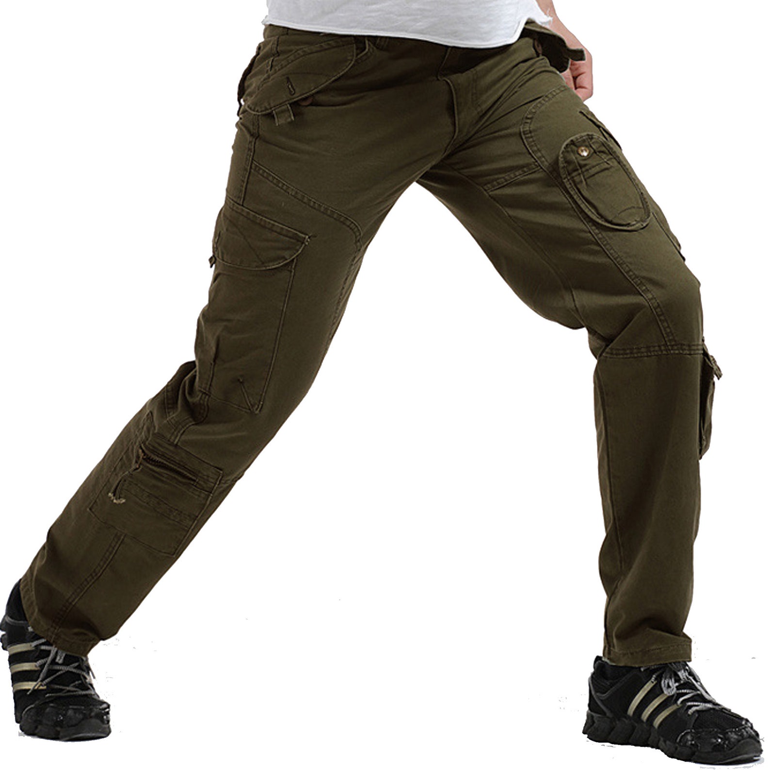 Men Trousers Cotton Cargo Work Pants Casual Design With Multi Pockets