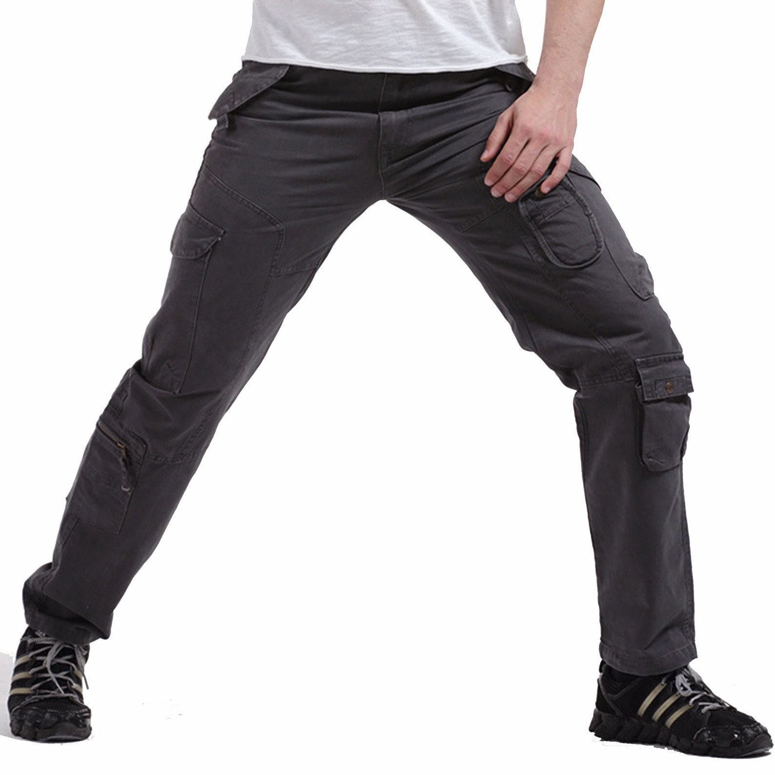 Men Trousers Cotton Cargo Work Pants Casual Design With Multi Pockets