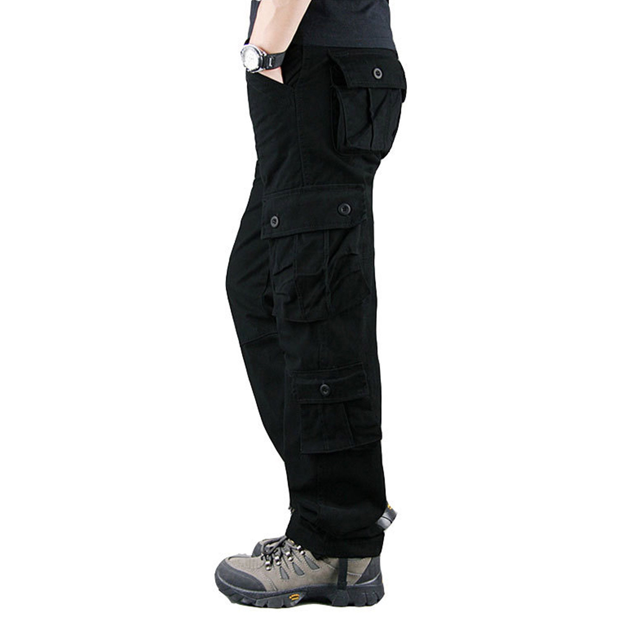 Straight Cargo Pants Mens Cotton Trousers Multi Pockets - Etsy