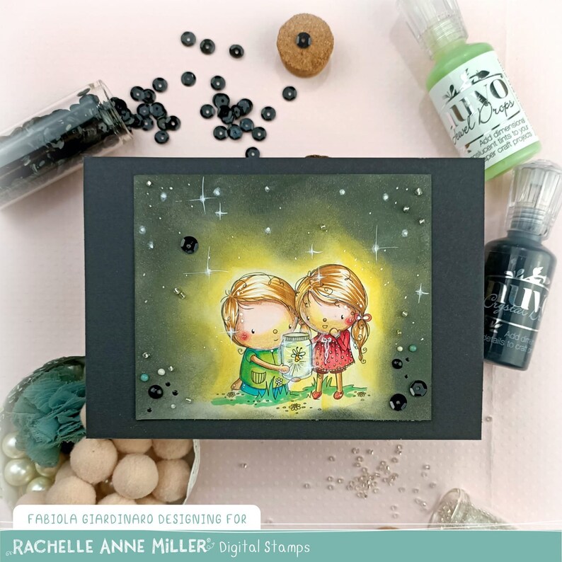 Summer Digi Fireflies Digital Stamp Coloring Page Firefly Kids Birthday Digital Stamp Digital Image Download Card Making Cute Kids