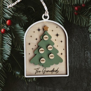 Family tree 3D Christmas Ornament | The Grandkids Names Christmas Ornament | Family Names Ornament | Layered Ornament |