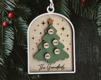 Family tree 3D Christmas Ornament | The Grandkids Names Christmas Ornament | Family Names Ornament | Layered Ornament |