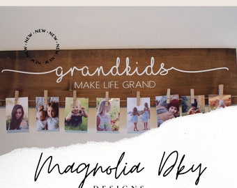 3D Grandkids Make Life Grand Sign /  Photo Picture Display Sign / Grandparents Sign /  Grandparents Grandma Grandpa Gift