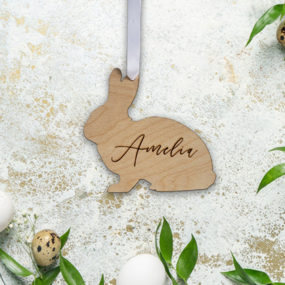 Custom Wooden Bunny Name Tag / Easter Bunny Basket Tag / Easter Tag