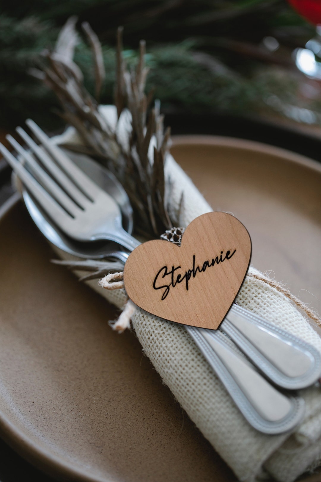 Wedding Birthday Place Setting Name Tags / Laser Cut Names / Wooden