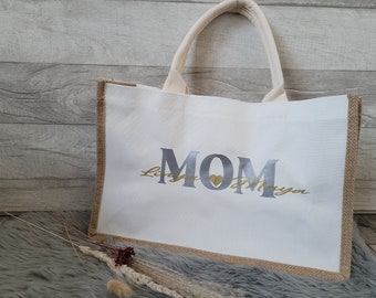 Jutetasche Tasche MOM personalisiert Geschenk Geburtstag, Geburt, Muttertag