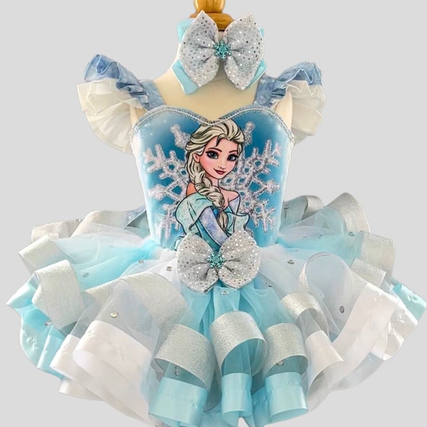 Frozen Birthday Outfit,Princess Elsa Party, Frozen Birthday Tutu, Snow flake Dress, Ice Princess Birthday Outfit