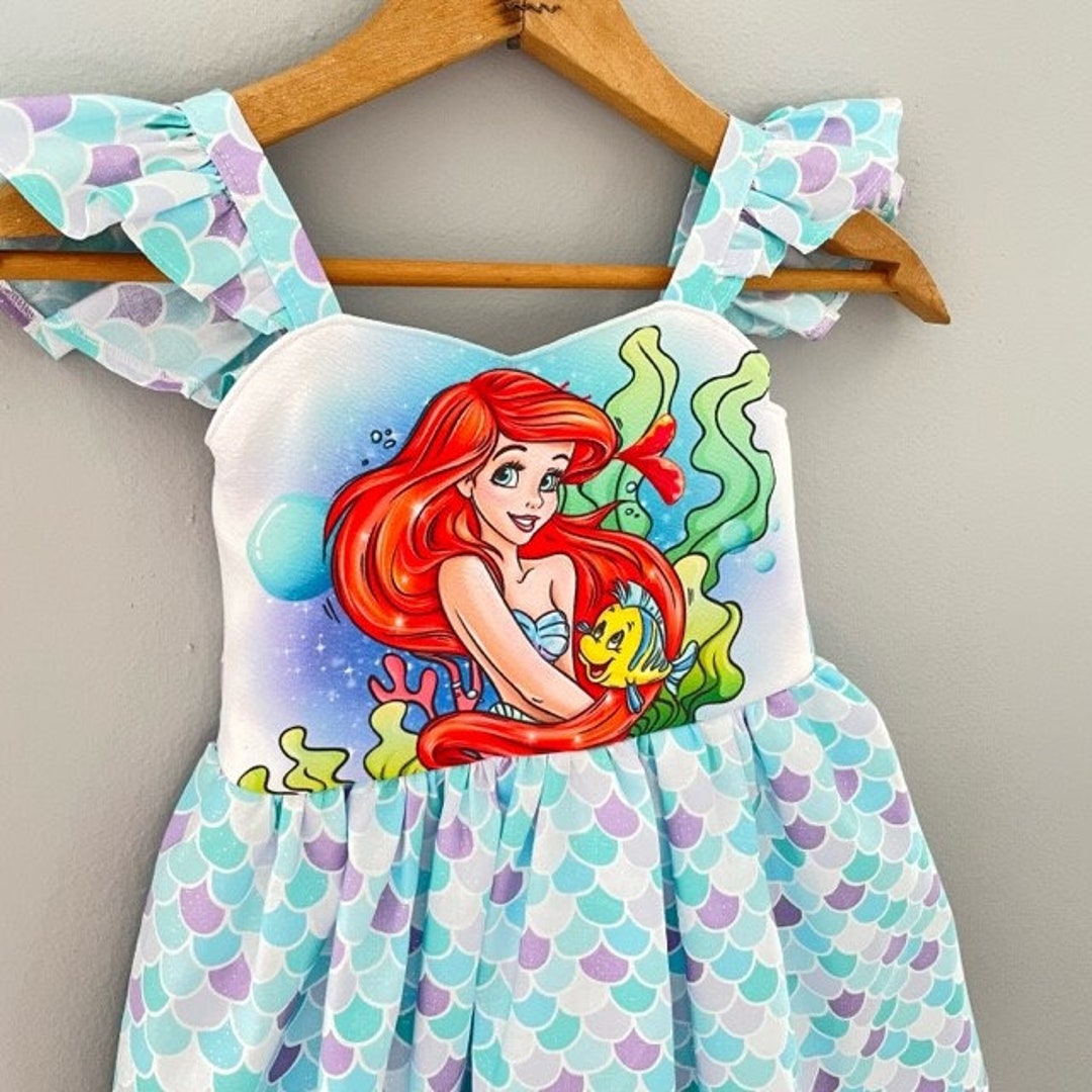 Mermaid Dress Princess Ariel Girl Dress Etsy