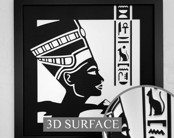 Egypte Néfertiti Pyramides Encadrées Art Mur Décoration Décoration Gravure Noir et Blanc Cadeau de Noël 13x13 pouces Livraison gratuite