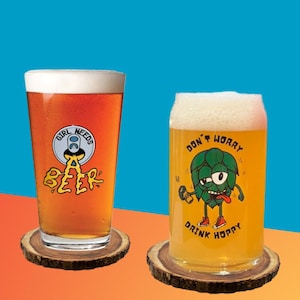 Set von Zwei Biergläsern - Pint & Can Glass | Craft Beer Glas, Geburtstagsgeschenk für Sie und Ihn, 16 oz Cool Glass Set,