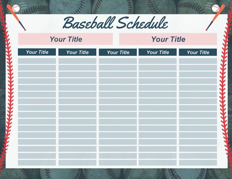 Editable Baseball Schedule Baseball Schedule Template | Etsy