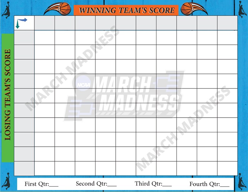 Printable March Madness Squares NCAA Basketball Printable Etsy