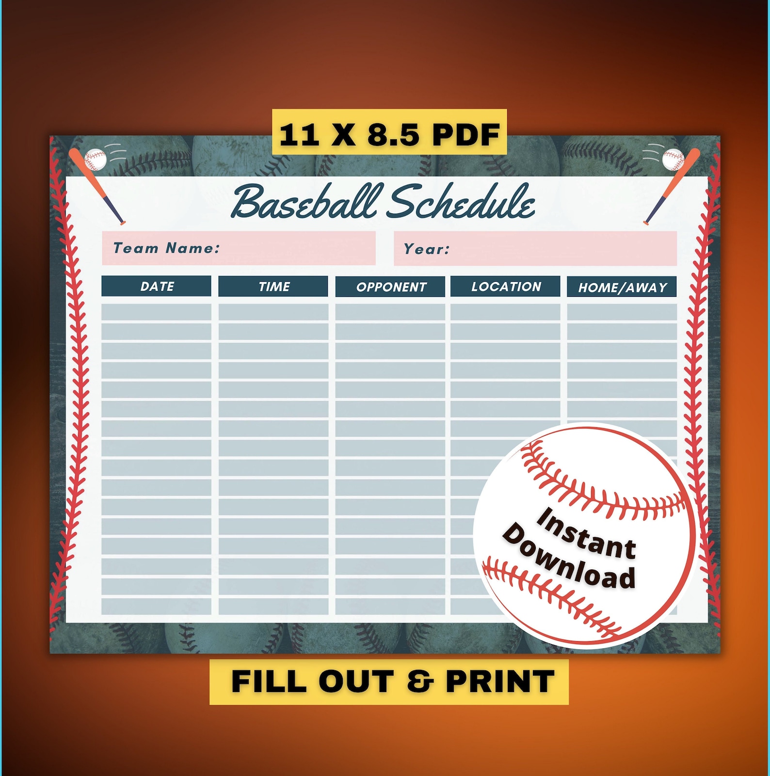 Editable Baseball Schedule Baseball Schedule Template Etsy Editable Baseball Schedule Baseball Schedule Template Etsy