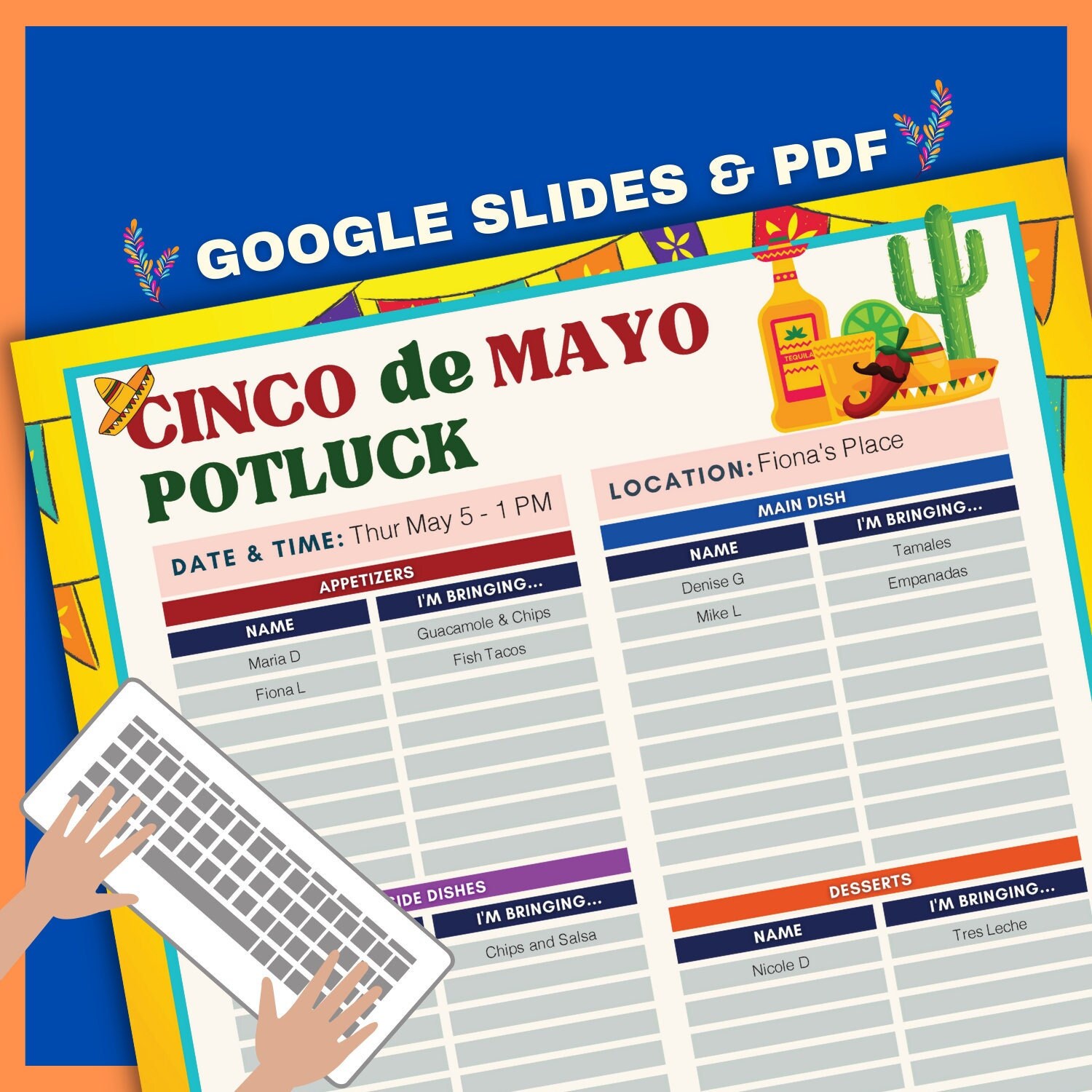 Cinco De Mayo Potluck Signup Sheet Google Slides Editable - Etsy Denmark