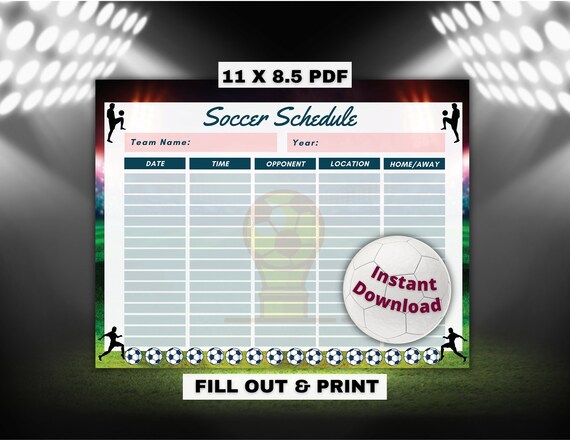 Editable Soccer Schedule Soccer Schedule Template Instant - Etsy