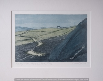 Hill Farm from Ramshaw Rocks - Original Etching Print