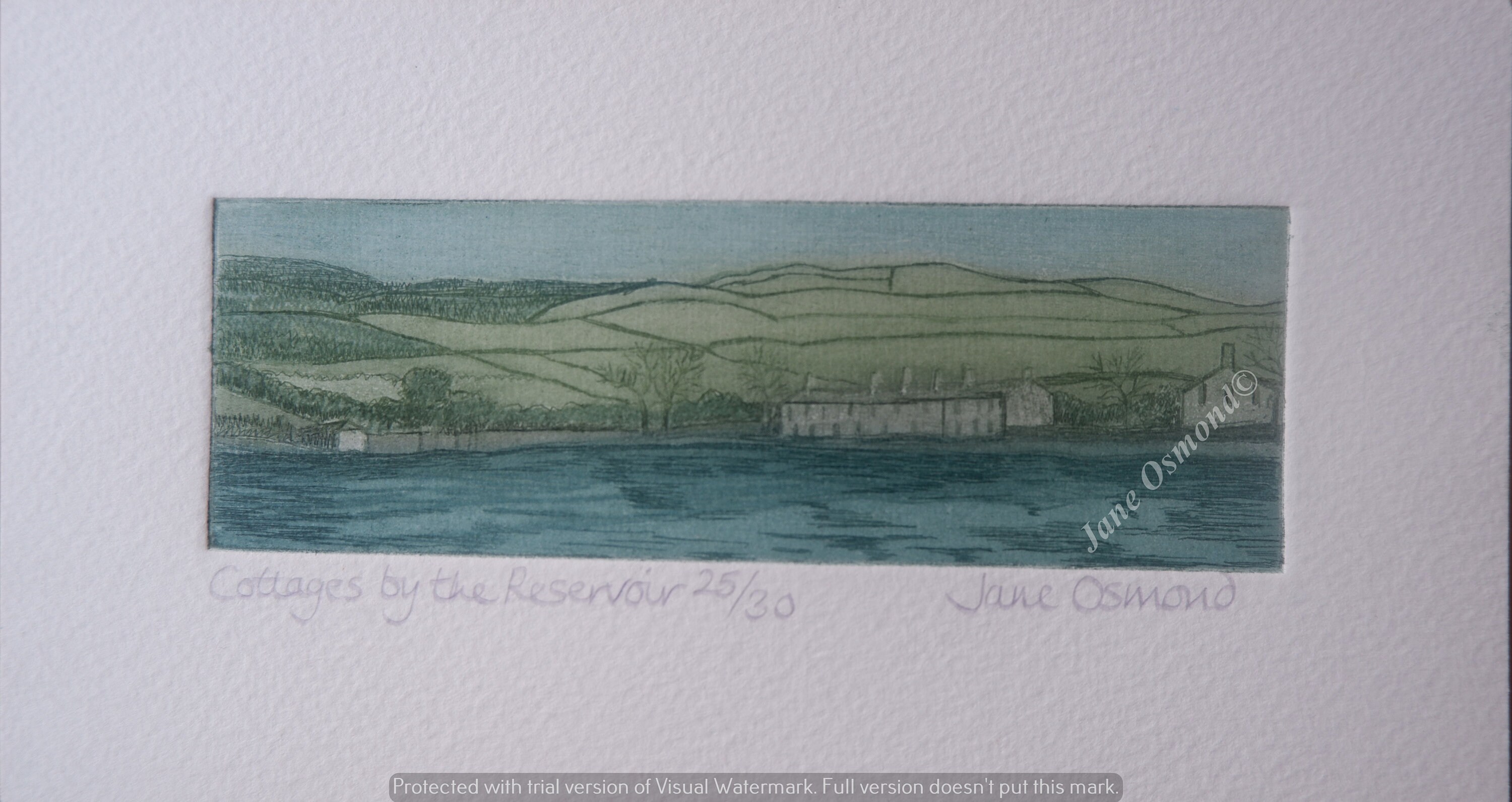 Cottages by the Reservoir - Original Etching Print