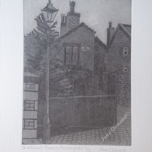 St Michael&#39;s Terrace, Macclesfield - Original Etching Print