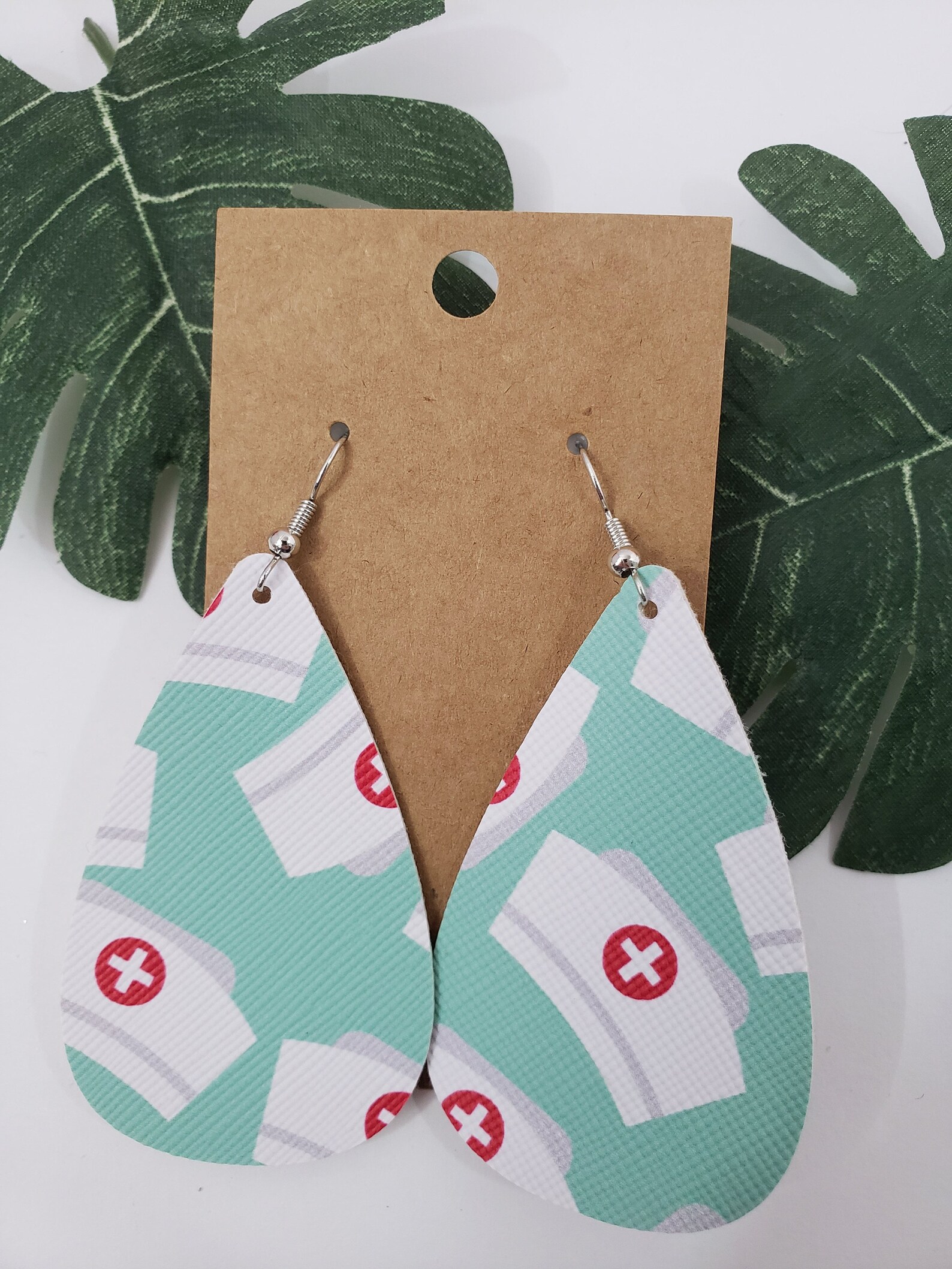 Krankenschwester Mütze Kunstleder Ohrringe seafoam grüne | Etsy