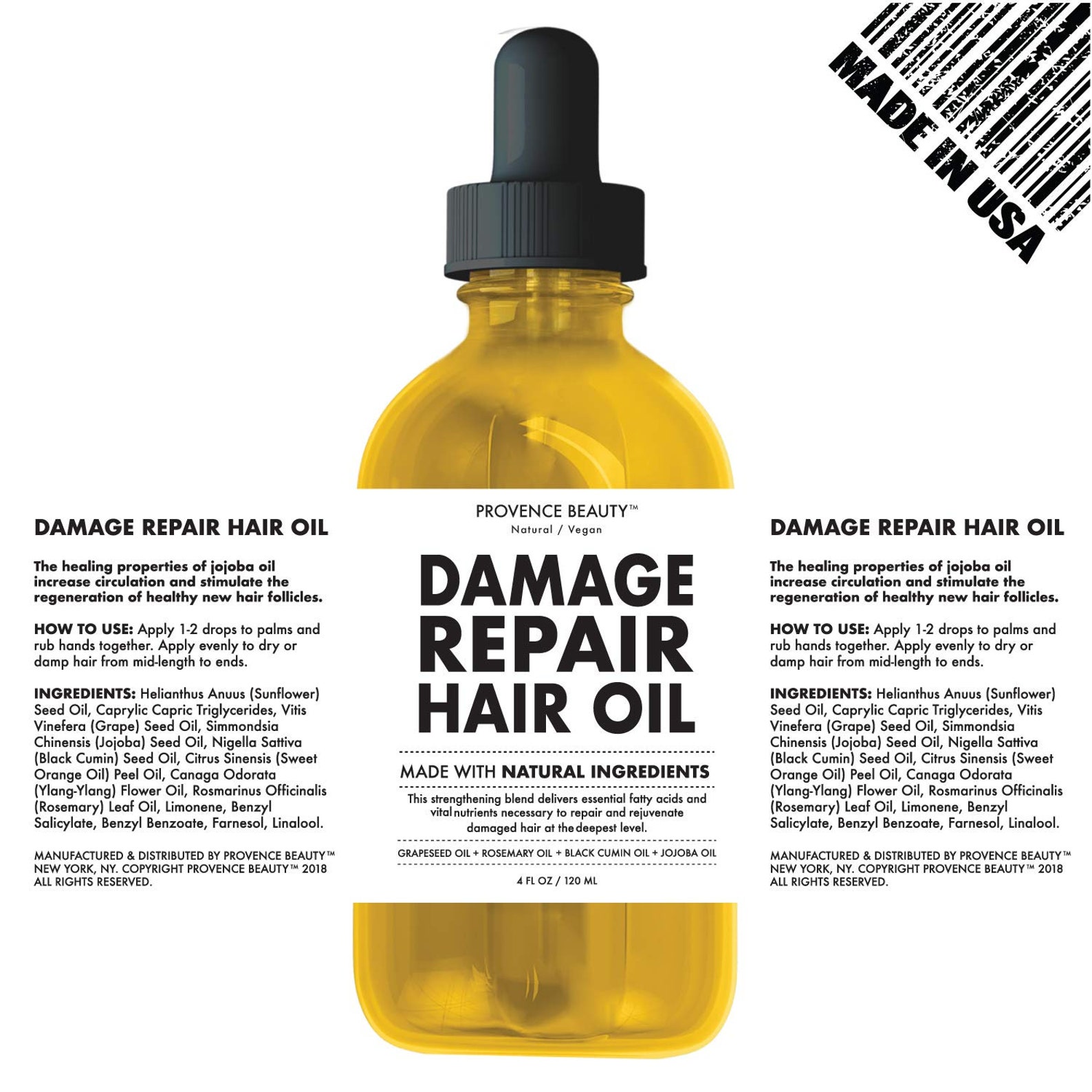 Repairing Hair Treatment Oil Grapeseed Rosemary Black Etsy