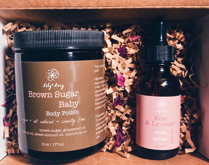 Body Scrub & Body Oil, Bath and Body Gift Set, Spa set, Organic Bath Set
