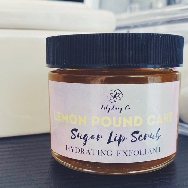 Zitrone Pfund Kuchen - Zucker Peeling ich Bio Lippenpeeling - beste Vegan Lip Scrub - Lip Peeling - glatt, hydratisierte Lippen
