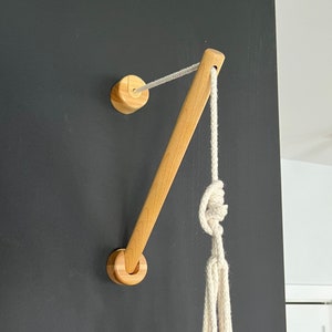 Handmade Wooden macrame wall hanger for indoor plants - Cylinder design