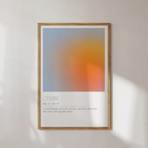 Gemini Aura Wall Art | Printable Zodiac Poster | Star Sign Decor Gift | Horoscope Astrology Custom  Energy Gradient High Quality