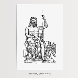 Iapetus griechischer Titan God Print | Gedruckt und versandt Line Work Illustration | Minimalistisch Schlicht | Wandkunst Umriss | Mythologie