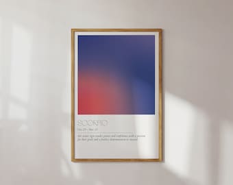 Skorpion Aura Wandkunst | Druckbares Sternzeichen Poster | Sternzeichen Deko Geschenk | Horoskop Astrologie Benutzerdefinierte Energieverlauf Hohe Qualität
