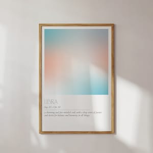 Libra Aura Wall Art | Printable Zodiac Poster | Star Sign Decor Gift | Horoscope Astrology Custom Energy Gradient High Quality
