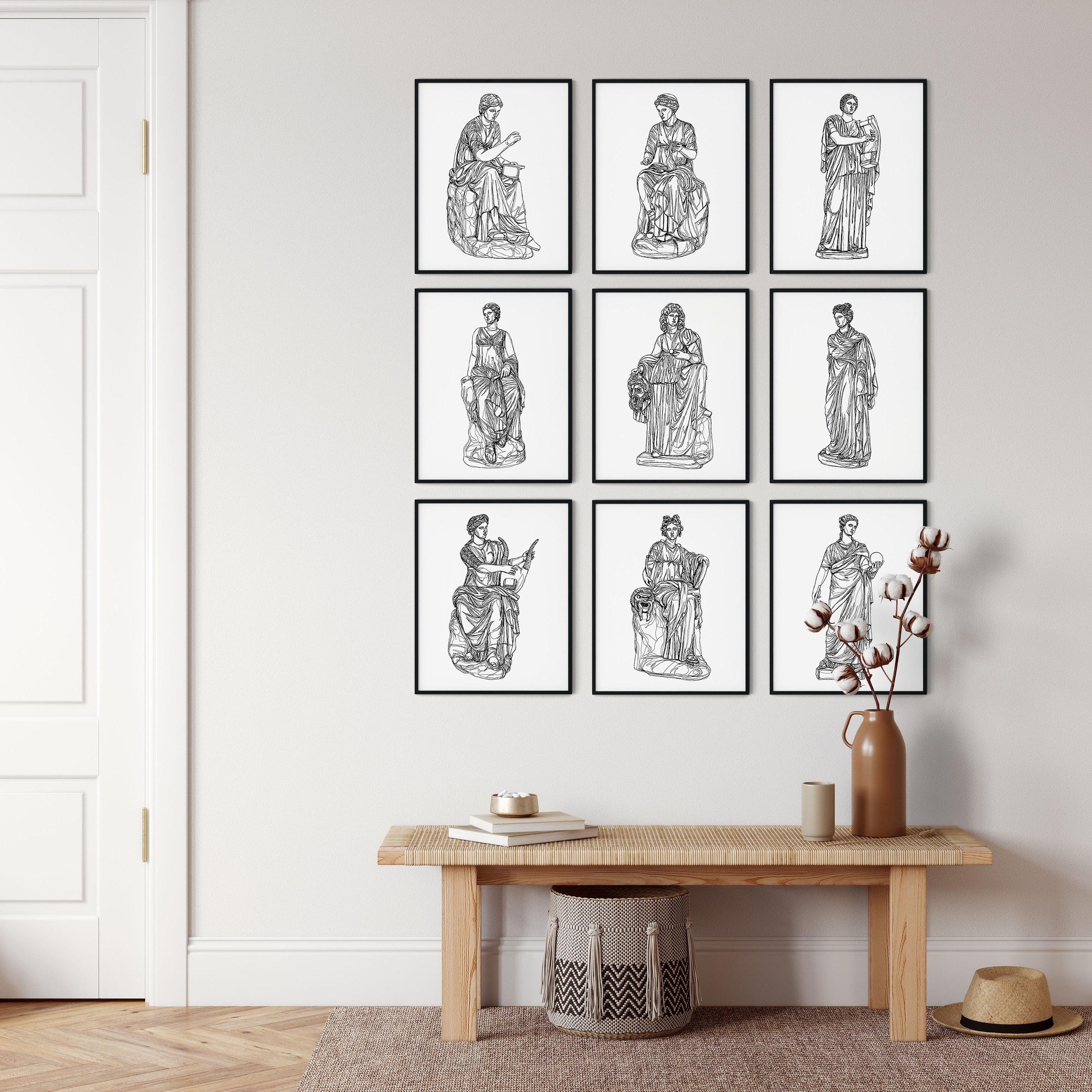 Greek Muses Gallery Collection | Digital Wall Line Art Outline