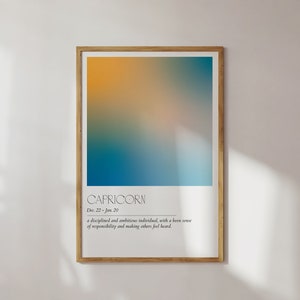 Steenbok Aura Kunst aan de muur | Afdrukbare Zodiac Poster | Star Sign Decor Cadeau | Horoscoop Astrologie Aangepaste Energie Gradiënt Hoge Kwaliteit