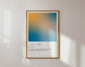 Capricorn Aura Wall Art | Printable Zodiac Poster | Star Sign Decor Gift | Horoscope Astrology Custom  Energy Gradient High Quality
