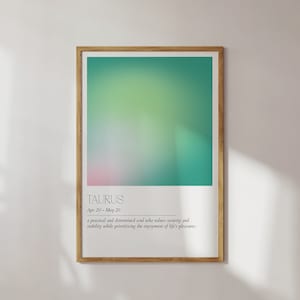 Taurus Aura Wall Art | Printable Zodiac Poster | Star Sign Decor Gift | Horoscope Astrology Custom Energy Gradient High Quality