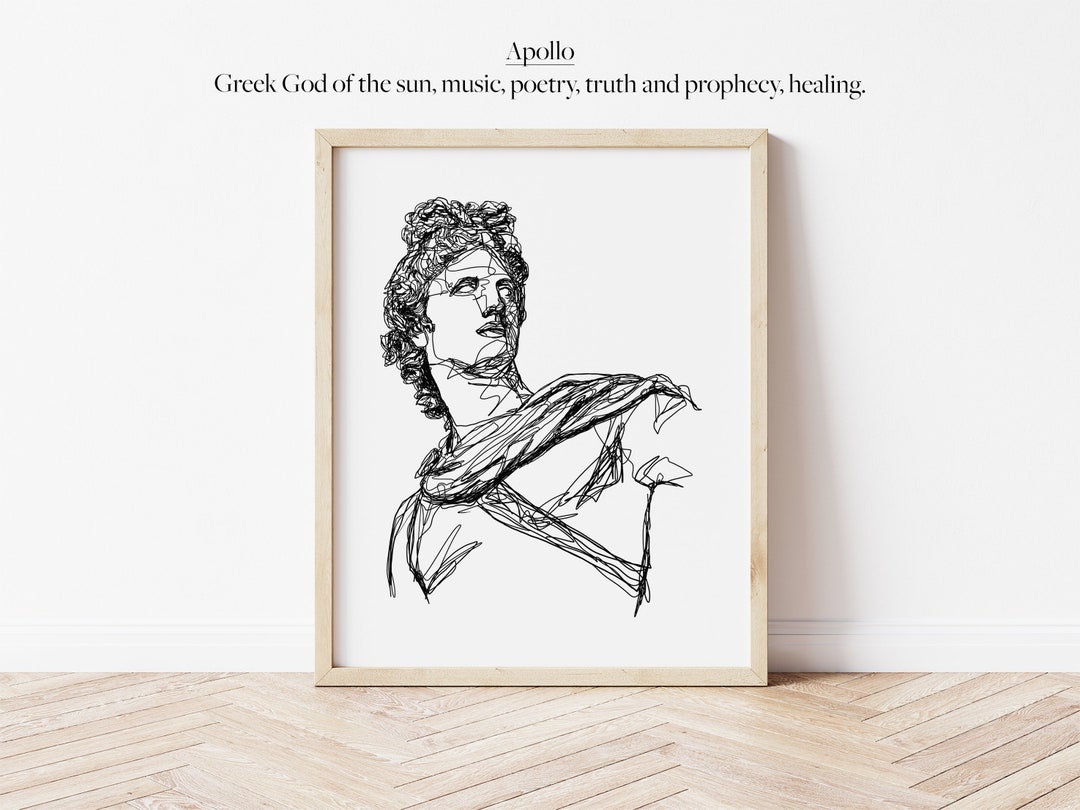 Apollo Greek God Line Work Illustration Digital Artwork Minimalistic Simple  Wall Line Art Printable Outline Music Poetry Mythology 